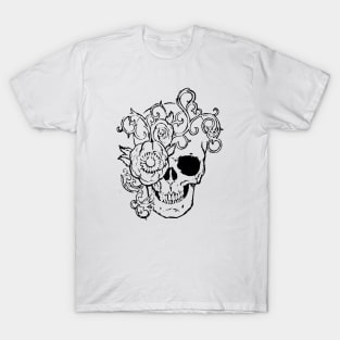 Filigree Skull With Flower Original Art T-Shirt